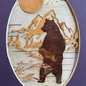 Mountains and the Bear are made using the birch bark applique technique. A great gift, a piece of nature .