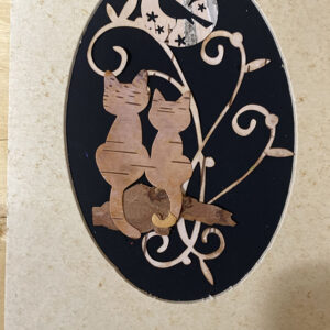 Card, Couple, Cats, Full, Moon,Birch, Bark,Original