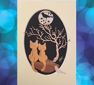 Cat Birch Bark Card