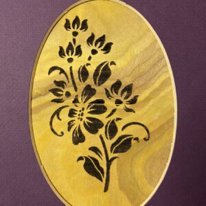 Engraving wood card flower