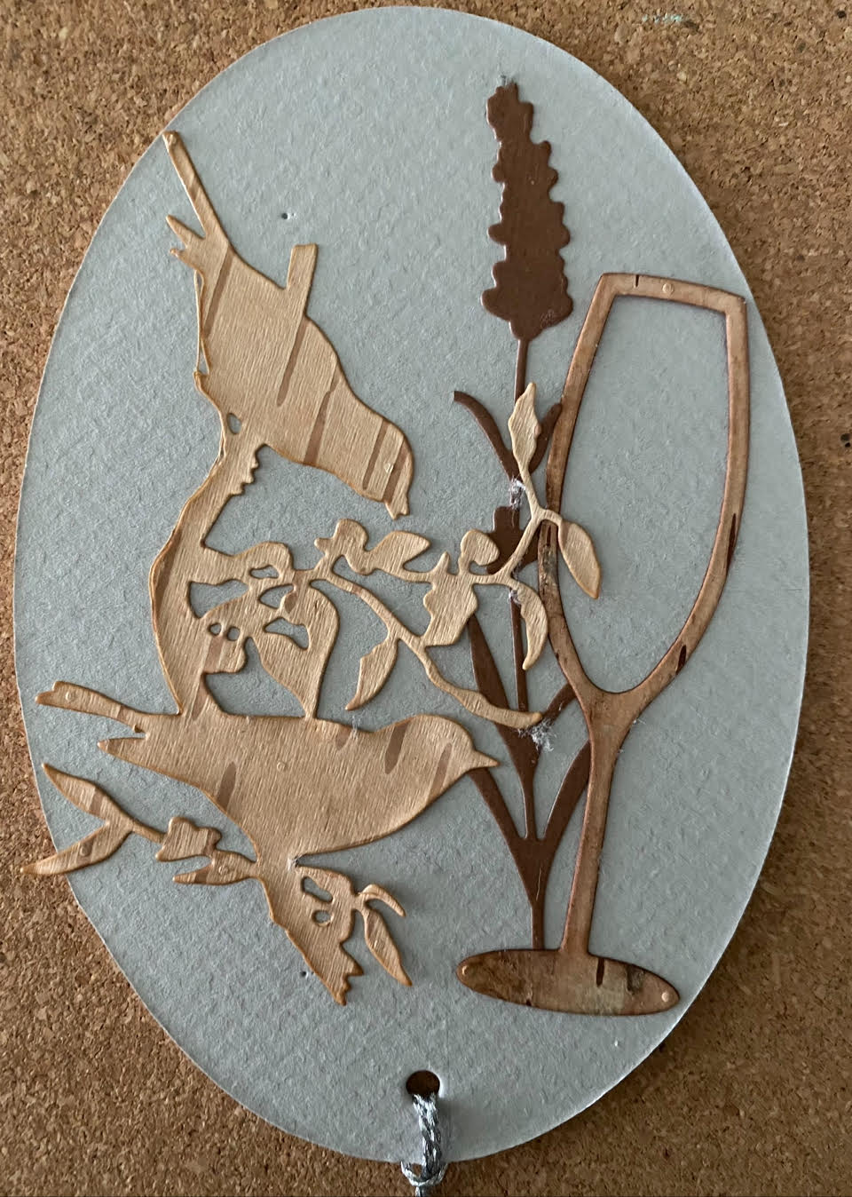Summer Serenade Bookmark Two charming birds perch on a delicate branch, surrounded by lush lavender blooms and a glass of wine, bathed in warm, golden light