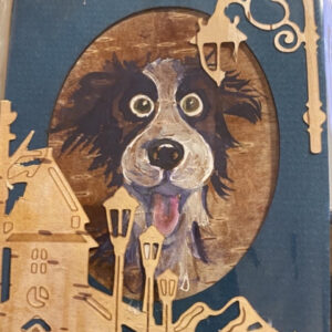 watercolour card with birch bark applique